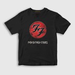 Presmono Unisex Çocuk Siyah Eroded Logo Foo Fighters T-Shirt