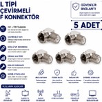 AŞIK STORE L Tipi Çevirmeli F Konnektör 5 Adet 90 Derece Uydu Anten Kablo Tv Bağlantı Aparatı