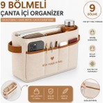 YeferStore 9 Bölmeli Kadın Çanta Içi Düzenleyici Organizer, Makyaj Organizeri ve Kolay Çanta Değiştirme Yardımcısı