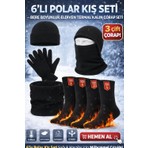 Mrc Tactical 6’lı Polar Kış Seti – 3 Çift Kalın Kışlık Çorap 1 Bere 1 Boyunluk 1 Çift Eldiven Termal / Thermal