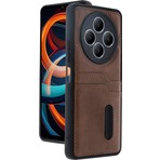 TeknoKapsül Redmi 14C Kılıf Sara Kartvizitli Deri Kılıf - Taba