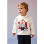 DeFacto %100 Pamuk Oversize Bisiklet Yaka Ayıcık Baskılı Sweatshirt Kumaşı Sweatshirt Erkek Bebek H9785A526AU