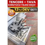 Wooly Life 12’li Tencere Tava Koruyucu Seti – Çizilmeyi Önleyen Keçe | Mutfak Düzenleyici, Tencere Arası