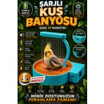 Genç 3D Type-C Şarjlı Otomatik Kuş Banyosu ve Kuş Duşu - Muhabbet Kuşu, Sultan Papağanı, Kanarya Için Devridaimli Su