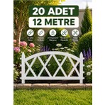 Dekozum Bahçeart Bahçe Çiti Plastik Dekoratif Bahçe Dekorasyon Çiti Bahçe Düzenleme Panel Çit Beyaz 20 Adet 12 Metre