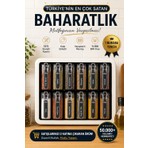 Porsima Simple 1165 Random 12'li Standlı Kendinden Yapışkanlı Kaşıklı Kapaklı Baharatlık Saklama Kabı Seti - Siyah Beyaz