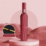 bliss umbrella 12 Telli Otomatik Katlanır Şemsiye Bordo Renkli Karbon Malzeme ile Dayanıklı ve Hafif