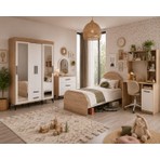 Afilli Ildır Genç Odası Takımı 4 Parça Beyaz MDF Malzemeden Modern Tasarım