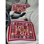 Obam Bordo Renkli Yıkanabilir Çift Taraflı Oto Koltuk Kılıfı Kilim Minder 3 Parça Set