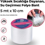 TeknoKapsül Buffer Yüksek Sıcaklık Dayanan Su Geçirmez Çatı Boru Duvar Çatlak Yapışkan Çamur Bant Folyo 5 mt x 10 cm
