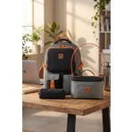 9013 3'lü Set Ortopedik Sırt Çantası Siyah Çok Bölmeli Ilkokul Okul Çantası Cinsiyet: Unisex