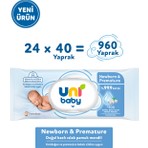 Uni Baby Newborn & Premature Yenidoğan Islak Pamuk Mendil 24X40 960 Yaprak