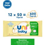 Uni Baby Sensitive Bambu & Pamuk Özlü Islak Bebek Mendil 12X50 600 Yaprak