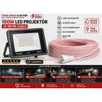 TEKNO 30 Metre 100 Watt Seyyar LED Projektör Beyaz Işık Aydınlatma Su Geçirmez Dış Mekan IP65 Tak Çalıştır