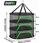 Dofix Meyve Sebze Kurutma Filesi Siyah 3 Katlı Fermuarlı Askı Aparatlı Doğal Kurutma Katlanabilir File