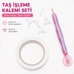 İğne İzi Taş Işleme Rulet Kalemi Seti 7 Farklı Değiştirilebilir Uçlu Taş Işleme Kalemi+Banthediyeli Diamond Painting Düzeltme Kalemi Değiştirilebilir Uçlu