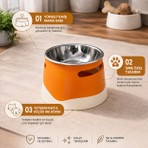 Basart İsime Özel Yükseltilmiş Köpek Mama Kabı | Kaymaz Taban, Paslanmaz Çelik Hazne, Ergonomik Tasarım