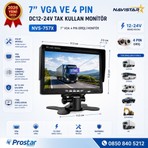 Navistar 7 Inç VGA ve 4 Pin Girişli Araç Monitörü Mobil Dvr Uyumlu 12-24V