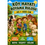 Haydi Dekor 45 cm Dev Köy Hayatı Boyama Rulosu – 4 Metre Uzunlukta Dev Boyama Kağıdı| Çiftlik Hayvanları ve Köy Temalı Boyama Posteri | Anaokulu, Kreş ve Ev Kullanımı Için Eğlenceli Boyama Set