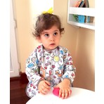 Yorni 6-24ay Family, Uzun Kollu Sıvı Geçirmeyen, Cepli Bebek Mama Önlüğü