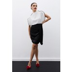 Sateen Kuşaklı Mini Etek - Siyah