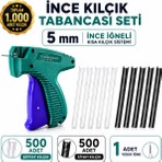 Albertos Ince Kılçık Tabancası Seti 5 mm Yedek Iğneli 500 Siyah 500 Şeffaf Toplam 1000 Adet Kılçık