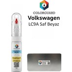 COLORGUARD Volkswagen LC9A Saf Beyaz İğneli ve Fırçalı Özel Tasarım Şişe Rötuş Boyası ve Profesyonel Rötuş Çeliği Seti