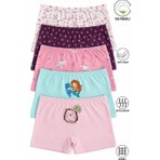 Özkan Underwear Özkan 41602 5'li Paket Kız Çocuk Karışık Renkli Desenli Pamuklu Yumuşak Rahat Şort Boxer