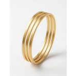 Fm Gold Renk 3'lü Çelik Ajda Bilezik Seti - 65 mm (6.5 Cm) Iç Çap - Kararmaz Paslanmaz Çelik