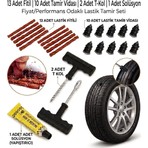 Deyhome 3'lü Set 13 Fitilli Tubeless Oto Lastik Tamir Kiti – T Kollu Aparat, Solüsyon ve Lastik Tamir Kauçuğu