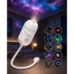 Azurtech USB Galaksi Projektör LED Gece Lambası 360° Ayarlanabilir 10 Filmli 2'si 1 Arada Ambiyans Işık