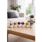 Metsare Altılı Dekoratif Mini Set Çiçekli - Dekoratif Obje Biblo, Kahve Sunum Tepsi Objesi, Masa Süsü, Banyo Aksesuarları, Mini Vazo, Mutfak Dekoratif Aksesuarlar, Dekoratif Çiçek
