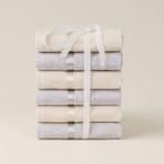 Evidea Soft Nova 6'lı Havlu Seti - Krem / Gri - 30X30 cm