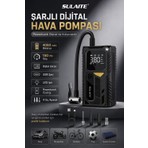 Sulaite 150 Psı Şarjlı Dijital Hava Pompası 4000 Mah – Powerbank Özellikli, LED Işıklı Taşınabilir Lastik Şişirme Kompresörü