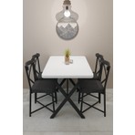Modern Yemek Masası Takımı 70X110 cm Oval Mutfak Masası & 4 Adet Tonet Model Kumaş Döşemeli Sandalye