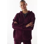 Penti Bordo Şardonlu Fermuarlı Kapüşonlu Sweatshirt