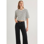 Mavi Çizgili Crop Tişört 1612700-85308