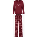 Penti Bordo Letters Kuş Desenli Uzun Kollu Pantolon Pijama Takımı