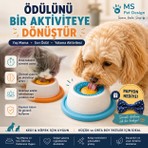 MS Pet Design Kedi Köpek Yalama ve Aktivite Kabı – Yaş Mama ve Sıvı Ödül İçin Yavaş Tüketim Mama Kabı / Papyon Hediyeli