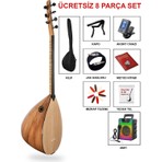 İstanbul Müzik Tedarik Jak Girişli Kısa Sap Bağlama Full Ağaç Set