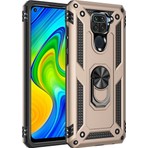 Akıllı Bayi Xiaomi Redmi Note 9 Kılıf Sofya Yüzüklü Silikon Kapak - Gold Aby