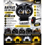 Astra Led Baykuş LED Sis Farı Çakarlı 4 Fonksiyon Çift Renk Sarı-Beyaz Moto-Offroad-Suv-Iş Makinesi Açma Kapama Anahtarlı