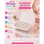 Arlina Home Kids 30 Bölmeli Beyaztakı Kutusu Düzenleyici Seyahat Çantası Kolye Yüzük Küpe Organizer 18CMX12,5CM