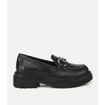Hotiç Kadın Deri Siyah Tokalı Yüksek Tabanlı Klasik Loafer