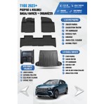 Sahler T10X 2023 Sonrası Uyumlu 4.5D PRO Premium Oto Paspas ve LİNER Kulaklı Bagaj Havuzu + Orta Şaft Organizer