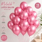 Pembe Metalik Parlak Balon 15'li