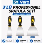 5N Vera 3’lü Macun Boyacı Spatulası Seti 50-60-80 mm – Fiber Saplı Inşaat Alçı Sıva Boya Kazıma Ispatulası