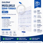 Galena Musluklu Idrar Torbası 2000 ml T Musluklu Geri Dönüş Önleyici Valfli 20'li Paket
