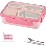 Vagonlife Lunch Box 950 ml Paslanmaz Çelik Tek Kat Dört Bölmeli Çorba Kaseli Metal KAŞIKLI-FFLBOX7099