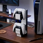 Sky Store Ps5 Dualsense Kontrolcü Standı Masaüstü | 2'li Oyun Kolu Tutucu | 3D Baskı Organizer Siyah Beyaz